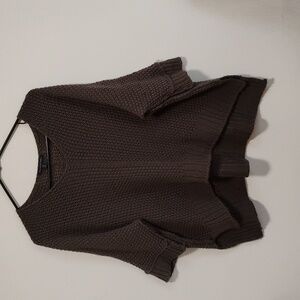 American Eagle | Mocha-Grey Knit Oversized Short Sleeve Sweater | Women's OS